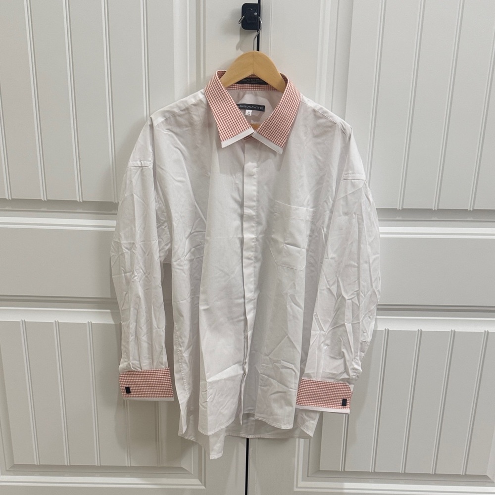 Assante White and Red Men's Dress Shirt